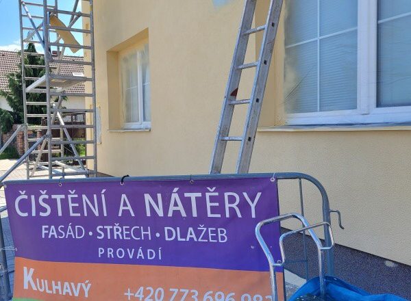 Čištění pálené střešní krytiny a nátěr fasády